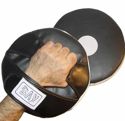 BAY® 2x Pratzen Handpratzen Pratze Schlagpolster TKD Mitt Rund Flach mit Griffe - Bild 1 von 4