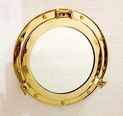 Antiguo Espejo de Pared 12 Pulgadas Canal Barco Ojo de Buey-Ventana Barco Espejo Redondo Hogar Wa Foto 1 de 4