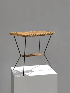 1950 TABLE BASSE ROTIN MODERNISTE RECONSTRUCTION Hitier Mategot Gascoin Sognot - Picture 1 of 6