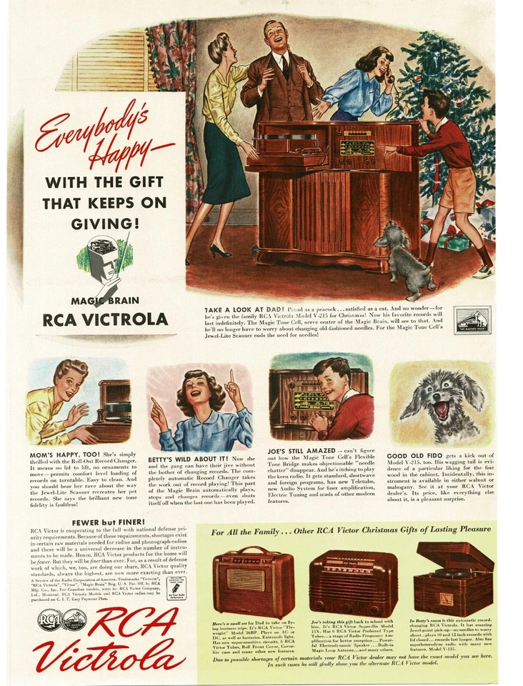 1941 RCA VICTOR Model V-215 Floor Console Radio Vintage Print Ad 1 - Image 1 of 1