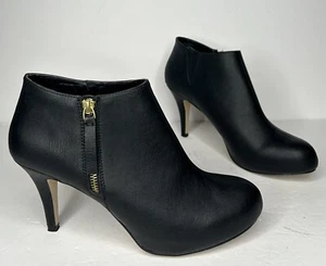 Ginger Madden Girl Pump Heels Black Boot Ankle Bootie Used Zip 10M Women Leather - Picture 1 of 11
