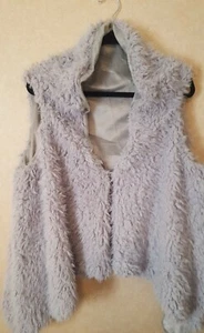 Chaleco de piel sintética gris boho chaqueta envolvente talla única suave forrado envoltura versátil esponjoso - Imagen 1 de 10