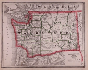 1884 Map WASHINGTON TERRITORY, INDIAN RESERVATION / OREGON on Reverse (11x13)#08 - Picture 1 of 4