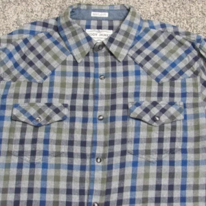 Cody James Shirt Men’s Medium Gray Plaid Flannel Western Cowboy Ranch - Picture 1 of 8