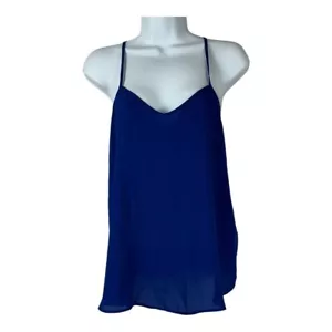 Topshop Womens Blue Sheer Spaghetti Strap Cami Tank Top Size 2 - Picture 1 of 6