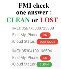 Check FMI Find My Iphone (CLEAN or LOST) pour iCloud / iPhone / iPad / info imei
