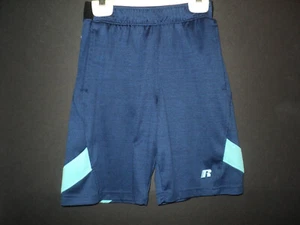 Russell Shorts Boys M (8) Dri-Power 360 Navy Blue, Teal Athletic Sports Activity - Picture 1 of 3