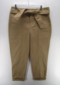 INC International Concepts Pants Women 12 Beige Brit Tapered Leg Belted Cuff NEW - Picture 1 of 13