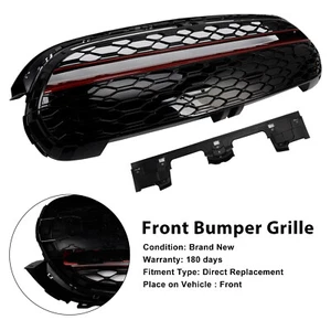 GP-Style Gloss Black Red Trim Front Grille Fit Mini Cooper F55 F56 F57 2014-21 E - Picture 1 of 12