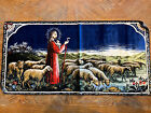 Vintage Jesus Shepherd Crushed Velvet Tapestry Cotton Wall Hanging Art