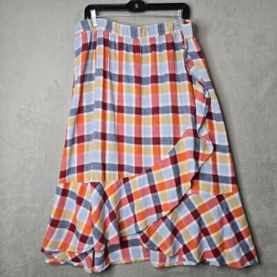 Falda de lino a cuadros Lane Bryant 18/20 2X primavera picnic verano festival talla grande Foto 1 de 4