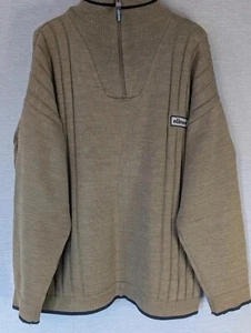 Vintage Ellesse khaki wool cable knit quarter zip. Mens oversized medium. OT214 - Picture 1 of 9