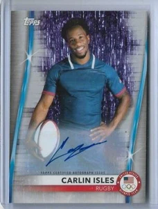 RARE 2020 TOPPS OLYMPICS CARLIN ISLES SILVER AUTOGRAPH CARD #28 ~ /50 USA RUGBY - Picture 1 of 2