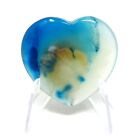 Blue Agate Stone Heart #35- 40mm or 1.5" - Valentines Day  Love Pocket Gemstone