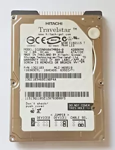 60 GB Ide Hitachi Travelstar IC25N060ATMR04-0 P-Ata 4200rpm 8MB 2,5 " Hard Drive - Picture 1 of 1