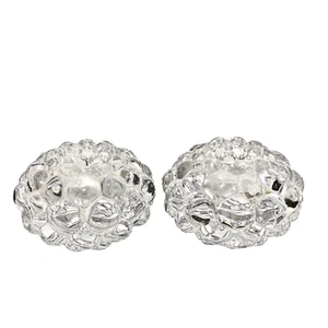 2 Vintage ORREFORS Crystal Art Glass Raspberry Votive Tea Light Holders Sweden - Picture 1 of 5