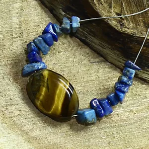 Joyería de piedras preciosas sueltas naturales briolette cuentas de lapislázuli ovaladas lisas ojo de tigre - Imagen 1 de 3