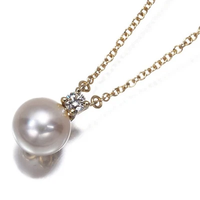 Auténtica Tiffany&Co. Collar Perla 6.8mm Diamante Oro Amarillo 18K 750  Foto 1 de 4