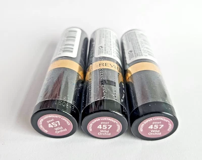 3 PACK Revlon Super Lustrous Lipstick 457 WILD ORCHID, Pearl Finish, New, SEALED - Image 1 of 4