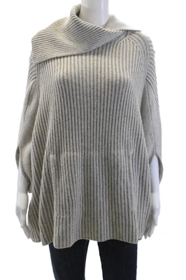 Suéter sin mangas con cuello de capucha acanalado de lana gris talla pequeña NSF para mujer Foto 1 de 4