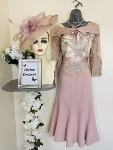 Mother of Bride BNWT Couture Club Size 12 Rose & Silver Dress & Fascinator - Picture 1 of 15