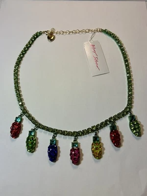Colar declaração borda verde lâmpadas de Natal Betsey Johnson novo com etiquetas - Imagem 1 de 4