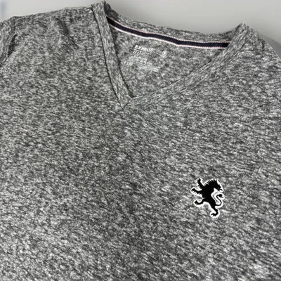 Express T-Shirt Mens L Heather Gray Embroidered Lions Crest Logo Cotton V Neck - Image 1 of 4