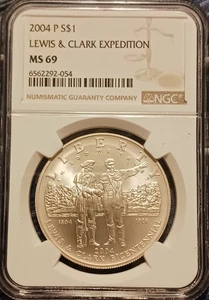 2004-P Lewis and Clark Silver Modern Commemorative Dollar $1 MS 69 NGC - Picture 1 of 4