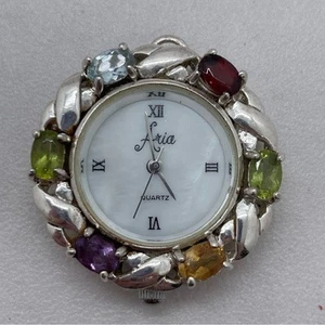 Aria Sterling Silver Multi-Stone Women's Watch Pendant Untested - Picture 1 of 4