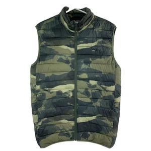 Quiksilver Camouflage Green Padded Zip Up Pockets Men's Puffer Gilet Used| Large - Picture 1 of 6
