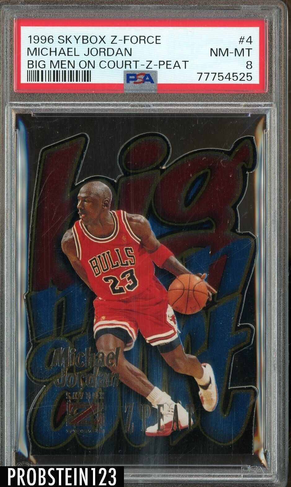 1996-97 Skybox Z-Force Big Men On Court Z-Peat Die-Cut Michael Jordan HOF PSA 8