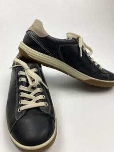 Ecco Soft 7 Casual Lace Up Shoes Sneakers Leather Slate Blue Wmns Size 9.5 EU 41 - Picture 1 of 7