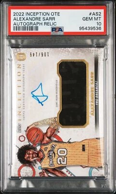 2022-23 Topps Inception OTE Alexandre Sarr #AS2 Relic Auto RPA 106/149 PSA 10 - Image 1 of 2