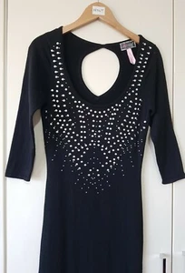 Lipsy Dress Size 8 Black Stud Detail Stretch Longline Evening Occasion, Women's - Picture 1 of 10