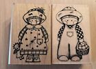 Embossing Arts "Country Cutie Boy+Girl Wood Mount Stamps 2" x 2-3/4"