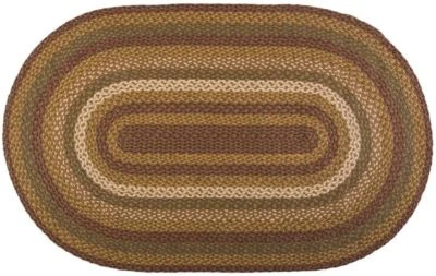 3' x 5' Eco-Friendly Braided Rug Oval Green Red Cream w/ Non-Slip Pad Tea Cabin - Image 1 of 4
