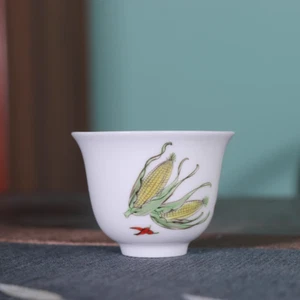 Collectable Beautiful Chinese Hand Famille Rose Porcelain Corn Cup - Picture 1 of 8