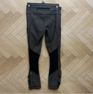 Lululemon Pace Rival Crop Leggings Size 4 Heathered Gray Black Pocket * - Picture 1 of 9