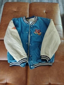 vintage 90s Tigger VARSITY JACKET DENIM DISNEY Men’s Large Embroidered Rare - Bild 1 von 7