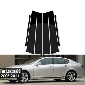 6PCS For Lexus GS 2006-2011 Glossy Black Pillar Posts Door Window Trim Cover Set