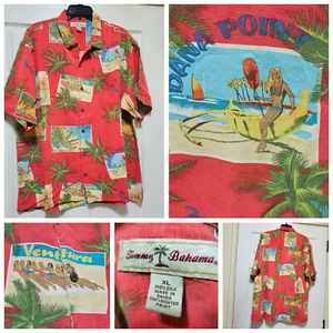 Tommy Bahama Hemd Herren XL rot Seide Blumen Hawaii California Beache Surf Malibu - Bild 1 von 22
