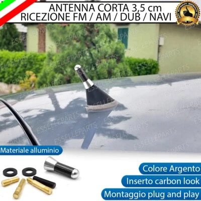 ANTENNA CORTA 3,5 CM ARGENTO FINITURA CARBONIO PER MAZDA MX-5 IV - Immagine 1 di 4