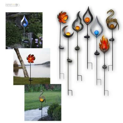 Design LED Gartenleuchte MELILLA, Gartenstab, Glas-Kugel Solar Leuchte Metall - Bild 1 von 4