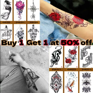 Temporary Tattoos Body Arm Tattoo Sticker Half Sleeve Fake Waterproof - Picture 1 of 90