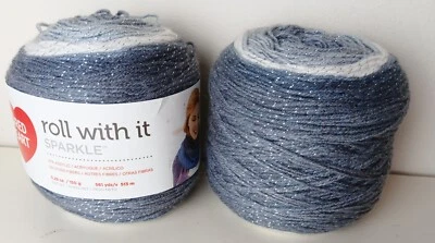 Red Heart Roll With It Gray Sparkle Ombre Yarn Acrylic Lot 2 Skeins 5.29 oz - Image 1 of 3