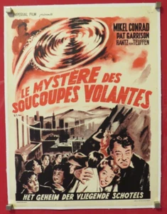THE FLYING SAUCER ORIGINAL 1950 BELGIAN POSTER Mikel Conrad LINEN BACKED SCI-FI - Picture 1 of 4