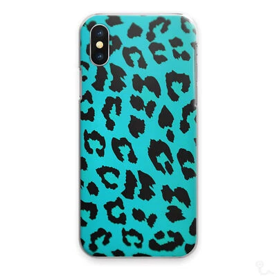 BLUE LEOPARD PRINT PHONE CASE ANIMAL PRINT HARD COVER FOR APPLE/SAMSUNG/HUAWEI - Image 1 of 4