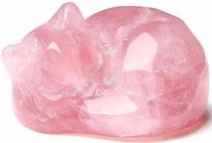 Rosenquarz Katze Figur Schlafende Edelstein Skulptur Statuette Dekor - Bild 1 von 6