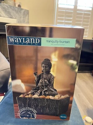 Wayland 方形宁静喷泉禅佛喷泉桌面 全新带盒 — 第 1/4 张图片