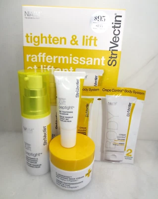 KIT DE 3 PASOS STRIVECTIN TENSAR Y LEVANTAR SÉRUM FACIAL, CREMA PARA CUELLO, SUERO PARA OJOS EN CAJA Foto 1 de 4